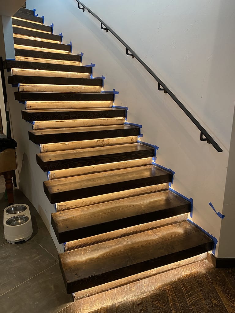 stairs with lights under stair treads residential electrical services